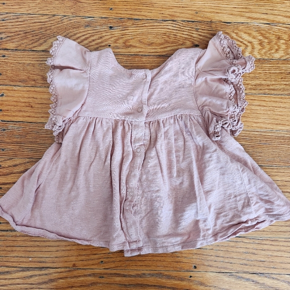 Play Up Swing Flutter Sleeve Eyelet Pink Top 6M Baby Girl - Picture 6 of 6